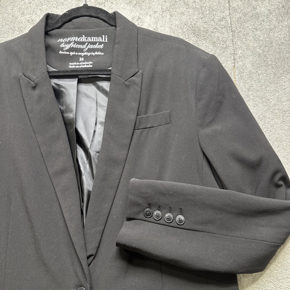 Norma Kamali Black Oversized Boyfriend Blazer 18 Power Dressing‎ Officecore Y2K